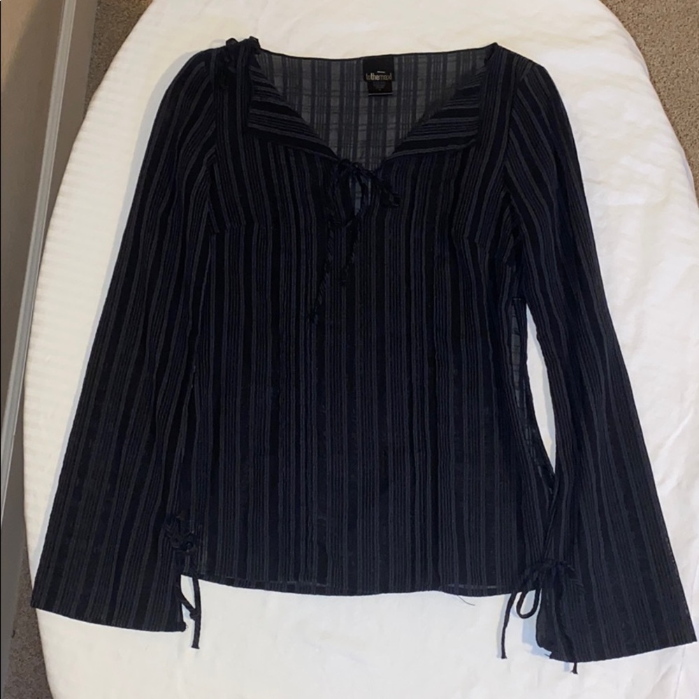 To The Max black stripped sheer blouse
